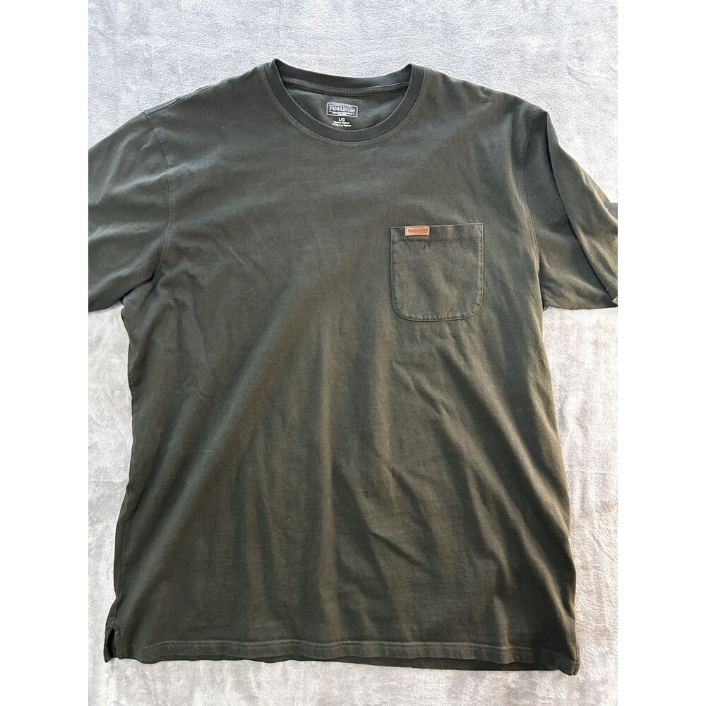 Pendleton Deschutes Mens Size large Short Sleeve Pocket Tee Solid Green T-Shirt